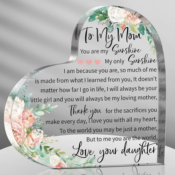 Mothers Day Gifts for Mom Acrylic Mom Gift Birthday Gift Sign Plaque Presents from Daughter Son Grateful Christmas Valentines Birthday Gifts,5.91 x 5.91 x 0.55 Inches(to My Mom)