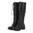 thumbnail image 4 of Fashion Boots, Womens Ankle Boots, Premium Fashion Boots with Side Zipper and Lace Up, Low Heel Round Toe Dress Boots for Work Party Wedding, Elegant Fall Winter Footwear, Comfortable Walking Boots, 4 of 6