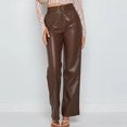 thumbnail image 5 of GaThRRgYP Womens Pants Clearance,Fashion Women High Waisted Leather Solid Pants Casual Ladies Stretch Trousers, 5 of 6