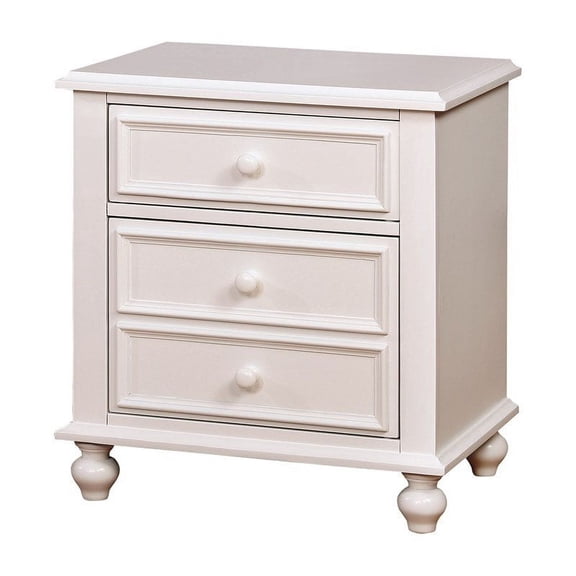 Furniture of America Noell Solid Wood 2-Drawer Kids Nightstand in White