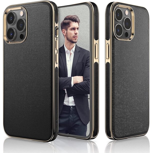 Funda de cuero diseñada para Iphone 13 Pro Max, funda de teléfono para hombres de negocios premium delgada y suave agarre a prueba de golpes compatible con Iphone 13 Pro Ma Afortunado Sencillez