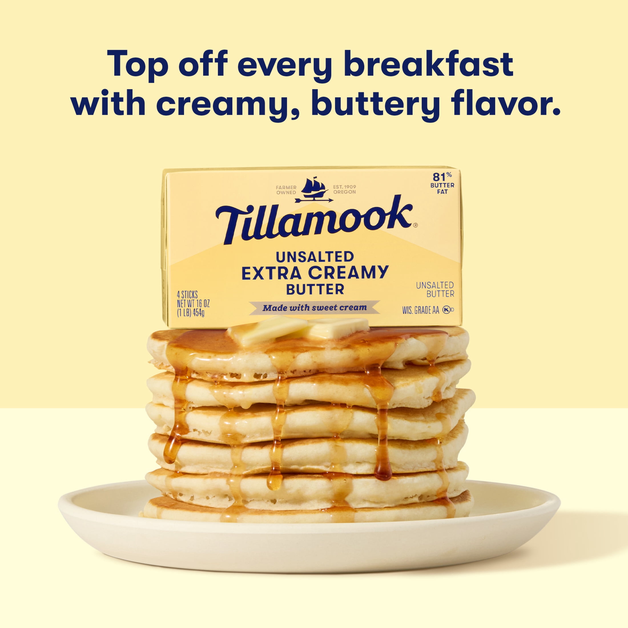 Tillamook Extra Creamy Unsalted Butter Sticks, 4 Count, 16 oz