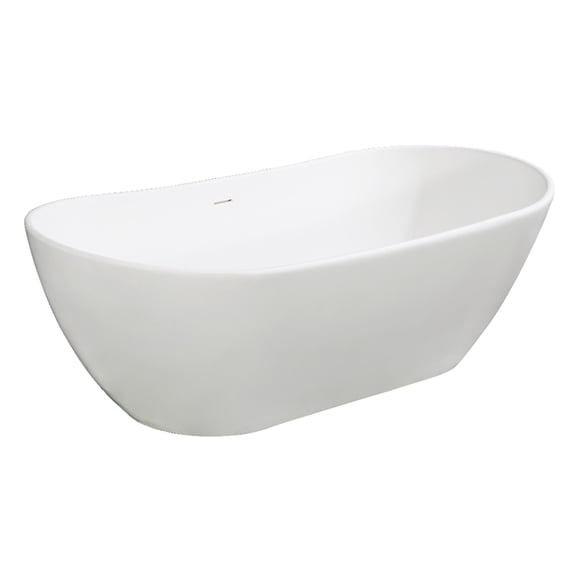 Kingston Brass VRTRS723223 72-Inch Solid Surface Oval Double Slipper Freestanding Tub with Drain in Matte White