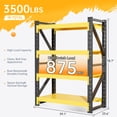 thumbnail image 4 of Welfiya 59"Wide Garage Shelving Unit,3500LBS Heavy Duty Storage Shelves,4-Tier Metal Industrial Shelving,Adjustable Standing Shelf for Warehouse,Basement,Workshop,59.1"W x 23.6"D x 78.7"H,Black&Yello, 4 of 9