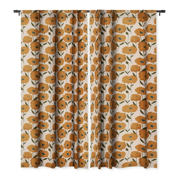 Society6 Alison Janssen Boho Poppies Single Panel Room Darkening Window Curtain 50" x 120"