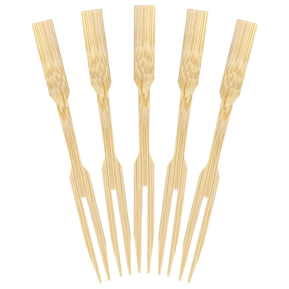 BambooMN Premium 3.5" Bamboo Mini Cocktail Tasting Forks Fruit Picks Party Supplies, 100 Pieces