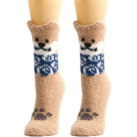 

✪ Women Winter Novelty Fuzzy Slipper Socks Funny Cartoon Dog for Cat Pattern Kawaii Ticken Fluffy Warm Plush Floor Sleeping Hosiery Christmas Gifts