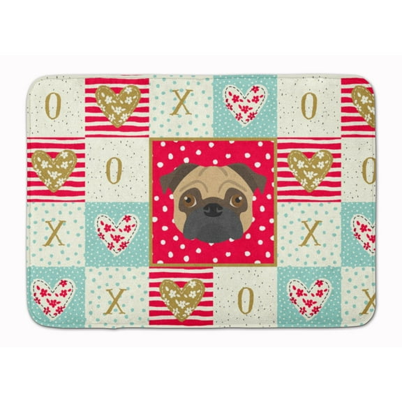 Carolines Treasures CK5231RUG Pug Love Machine Washable Memory Foam Mat Red 19Hx27W multicolor