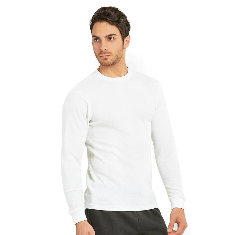Men's Heavyweight Cotton Long Sleeve Thermal Top, White 3XL, 1