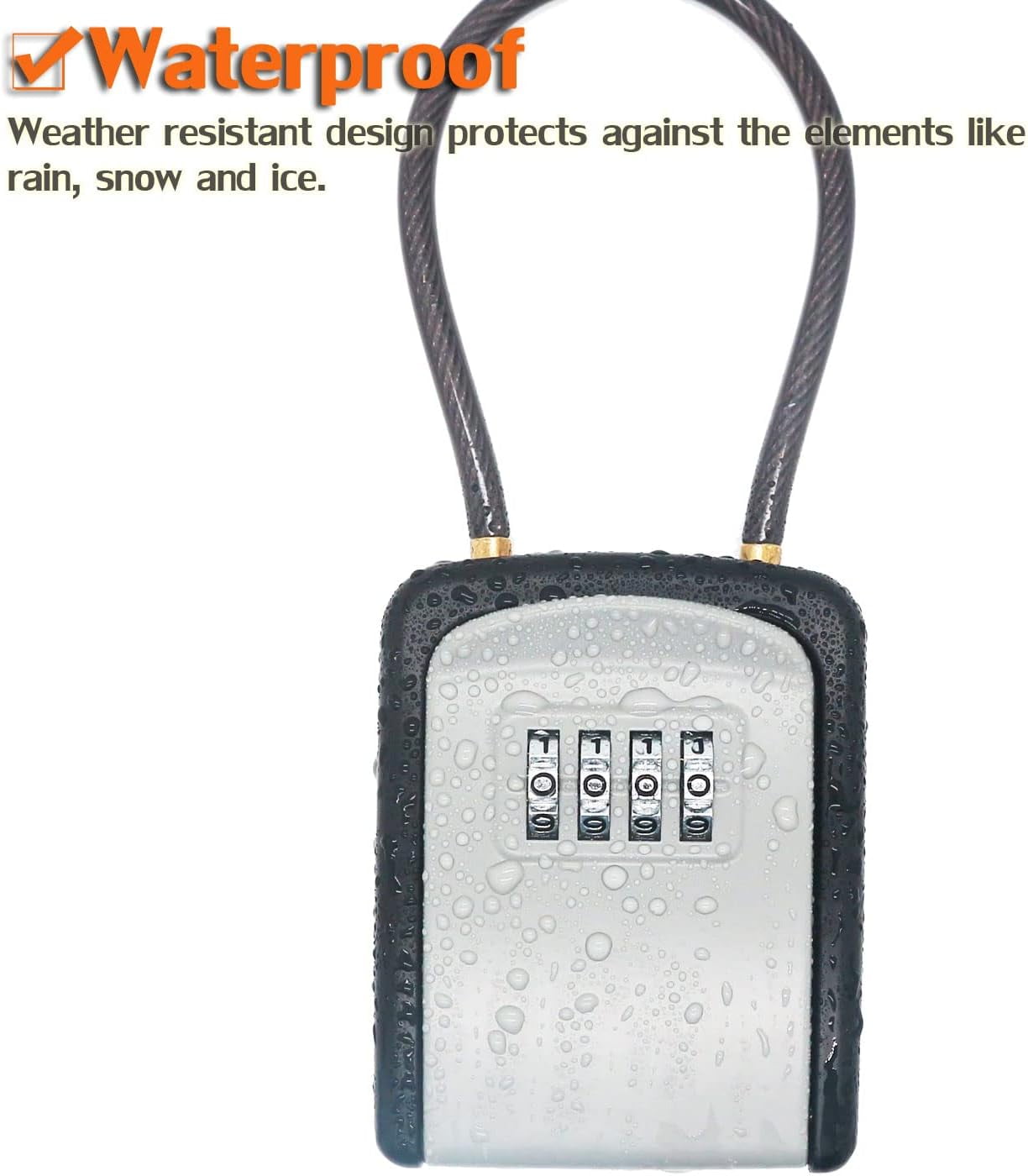 Key Lock Box, 4 Digit Portable Lock Box, Outdoor Waterproof Resettable Code Security Key Storage Box Portable for Indoor Outdoor Home, Office, Garage, School, Gym, Airbnb, Realtor