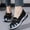 Black, variant on Women's Slip On Cutout Fly Knit Wedge Walking Shoes, Decorative Strap Breathable Casual Daily Footwear(Brown,5.5)