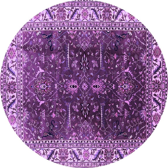 Ahgly Company Indoor Round Oriental Purple Industrial Area Rugs, 5' Round