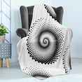 thumbnail image 4 of Abstract Soft Flannel Fleece Throw Blanket, Monochrome Spiral Big Dots Pattern Swirled Modern Design Illustration, Cozy Plush for Indoor and Outdoor Use, 50" x 70", Black White, by Ambesonne, 4 of 5