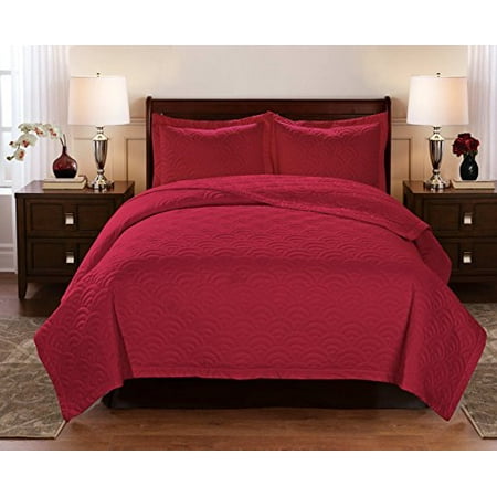 3 Piece Shirley Embroidered Clearance bedding Quilted Bedspreads Set-Queen King Size (Queen ...