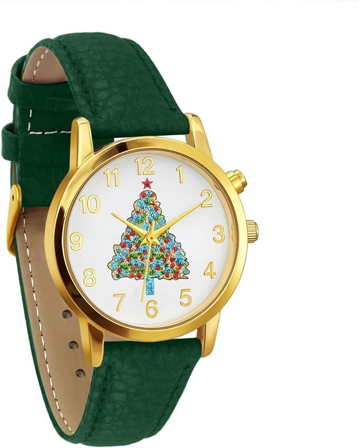 Blekon Collections Women's Quartz 36mm Case Christmas-Themed Leather Two Piece Strap Watch