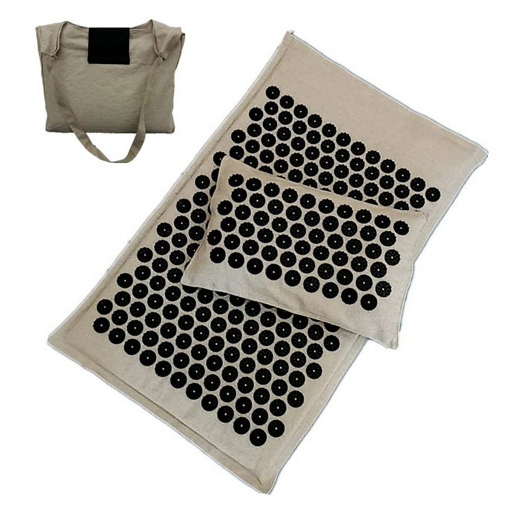 Acupressure Mat and Pillow Set for Back/Neck Pain Relief Muscle Relaxation Increase Blood