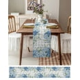 thumbnail image 3 of Farmhouse Blue Hydrangeas Flower Leaves Table Runner-36 Inch Long Grey White Plaid Table Runners Linen Burlap Tablerunner for Kitchen Dining Room Holiday Party, 3 of 9