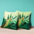 thumbnail image 2 of Mountain Peaock Throw Pillow with Removable Cover in Green Orange Red 18x18, 2 of 4