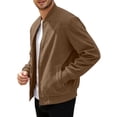 thumbnail image 3 of UDAUDU Mens Faux Suede Jacket Lightweight Vintage Trucker Bomber Jackets Casual Zipper Stand Collar Cardigans Fashion Coat M, 3 of 9