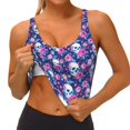 thumbnail image 3 of Pofeuu Skull Flower Print Sports Bra for Women Sexy Vest Yoga Running Gym Fitness Crop Bras Tops-XX-Large, 3 of 8