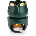 thumbnail image 3 of con cuchara para velas, portavelas aromático decorativo, quemador de aceite, modelo de flor (verde), 3 of 5