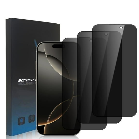 ZYQEEE 3 Pack Privacy Screen Protector Compatible for iPhone 16 Pro - 6.3", Anti-Spy Tempered Glass for Apple 16 Pro, Bubble-Free, Easy Install