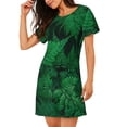 thumbnail image 2 of Vsdgher Chemise de Nuit à Manches Courtes Motif Feuille de Fougère Verte pour Femmes Col Rond Mignonne Robe de Nuit Confortable à Volants, 2 of 6