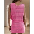 thumbnail image 4 of Womens Crochet Swim Cover Up 2 Piece V Neck Sleeveless Front Tie Crop Tops Beach Mini Skirt Coverup Set, 4 of 7