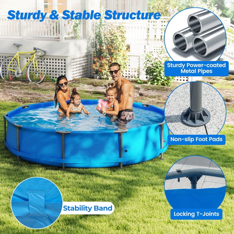Costway 1617 Gal Outdoor Family Swimming Pool with Metal Frame