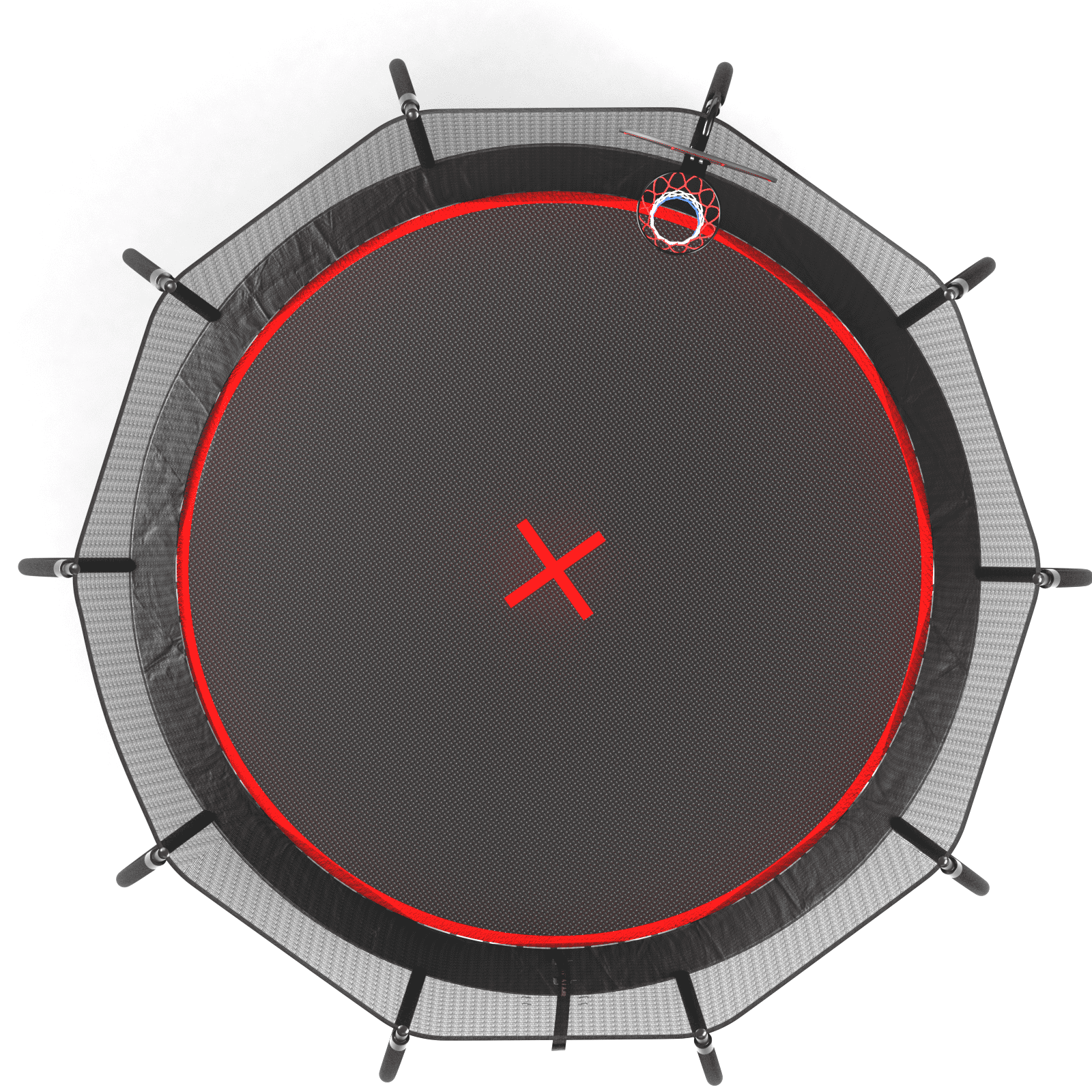 Witaxima YC 12FT Trampoline with Basketball Hoop, Ladder, and Safety Enclosure - Heavy-Duty Steel Frame, Black & Red, 144in Round, ASTM Certified for Kids & Family Outdoor Fun