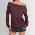 thumbnail image 2 of UJNDER Women's Off the Shoulder Tops Summer Casual Long Sleeve T Shirts for Women Blouse Comfortable Red L, 2 of 6