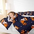 thumbnail image 5 of Manfei Kawaii Orange Raccoon Full Size Comforter Sets for Kids, Cute Cartoon Animal Bedding Comforter Set, Dreamy Stars Starry Sky Reversible Bedding Sets, Luxury Bedroom Decor, 3-Piece, 5 of 9