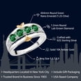 thumbnail image 2 of 925 Sterling Silver and 10K Yellow Gold Green Nano Emerald and White Lab Grown Diamond 4-Stone Wedding Band Ring for Women (1.25 Cttw, Gemstone May Birthstone, Available in Size 5, 6, 7, 8, 9), 2 of 5