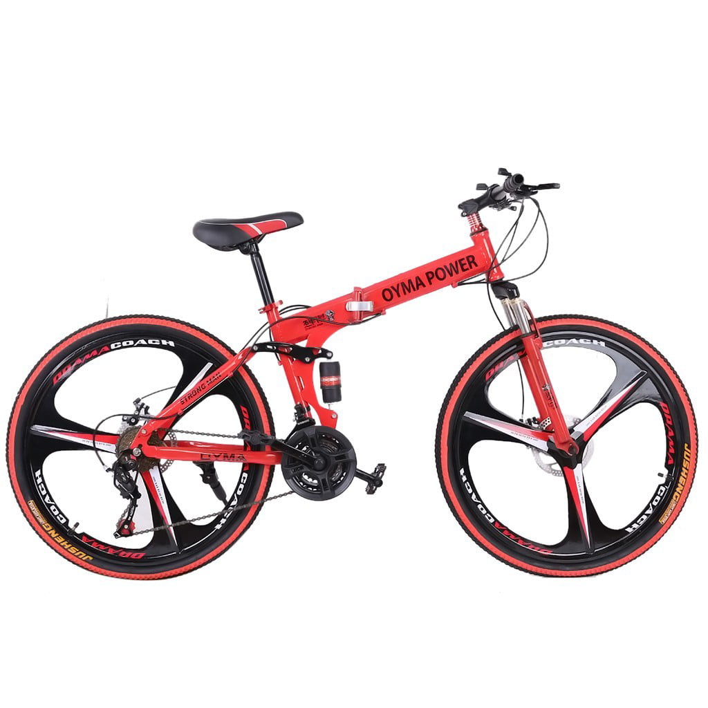 Details about   26 inch Folding Mountain Bike 21 Speed Dual Disc Brakes Full Suspension MTB Bike 