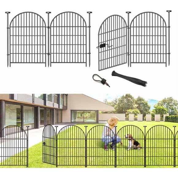 Garden Fence, 36 in(H) x27in(L) 4 Panels No Dig Decorative Fence with Gate, Dog Fence Outdoor, Garden Fencing for Flower Bed, Lawn, Patio, Temporary Dog Fence Outdoor Border, Arched