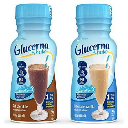 Glucerna, Diabetes Nutritional Shake, To Help Manage Blood Sugar, Rich Chocolate & Homemade Vanilla, 8 fl oz (Pack of 24)