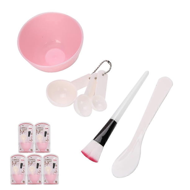 5 Set Household Facial Mask DIY Tool Kit Mask Bowl Brush Stick Measuring Spoon (Pink)