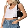 thumbnail image 2 of Ladies Short Tops Loose Pure Color U-Neck Wide Camisole Vest, 2 of 6