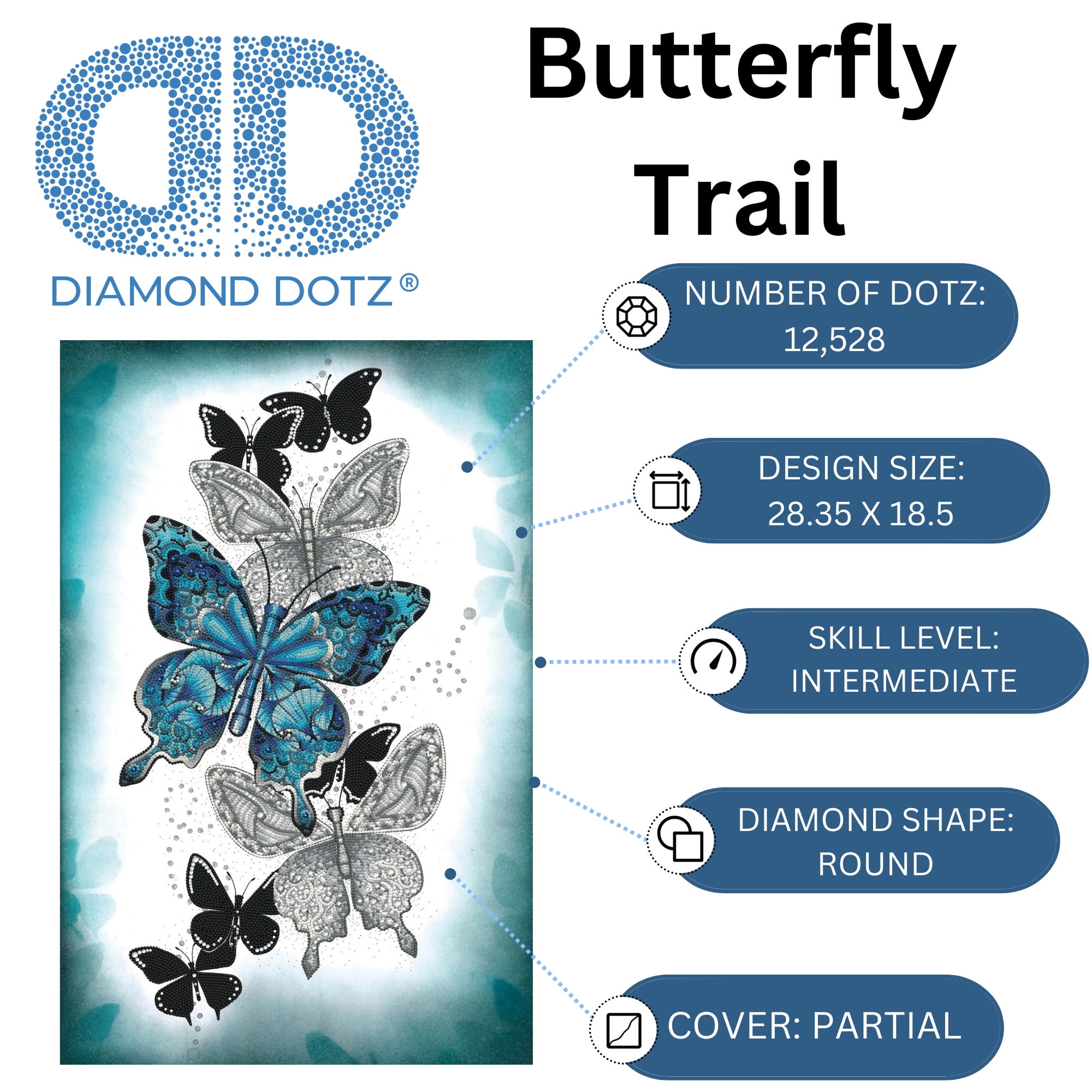 Diamond Dotz Butterfly Trail Nature Diamond Painting Kits for Adults - Diamond Art Kits a Relaxing Creative Craft Kit with Dotz Gems 28.4"X18.5"