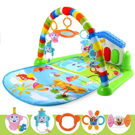 Baby Gym Fitness Playmat Lay Play Music Lights Fun Piano Activity Toy Christmas Gift 3 in 1 Newborn Baby Multifunction Play Mat Music Piano Fitness Gym Activity Mats（Random (Best Way To Lay A Newborn To Sleep)