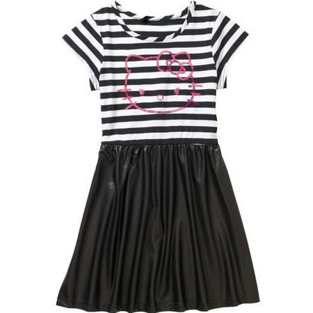 Hello Kitty Ap Hk Shiny Hd Stripe Pleather Skater Dress