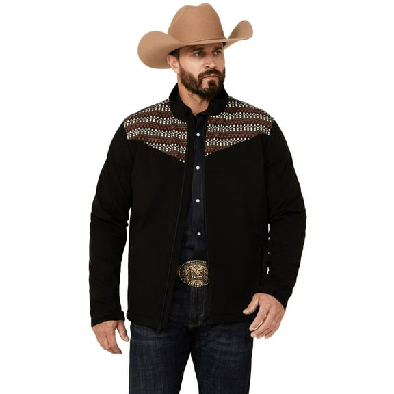Rank 45 Men's 45&Reg; Geo Print Yoke Softshell Jacket - RMSP24O29-BLK