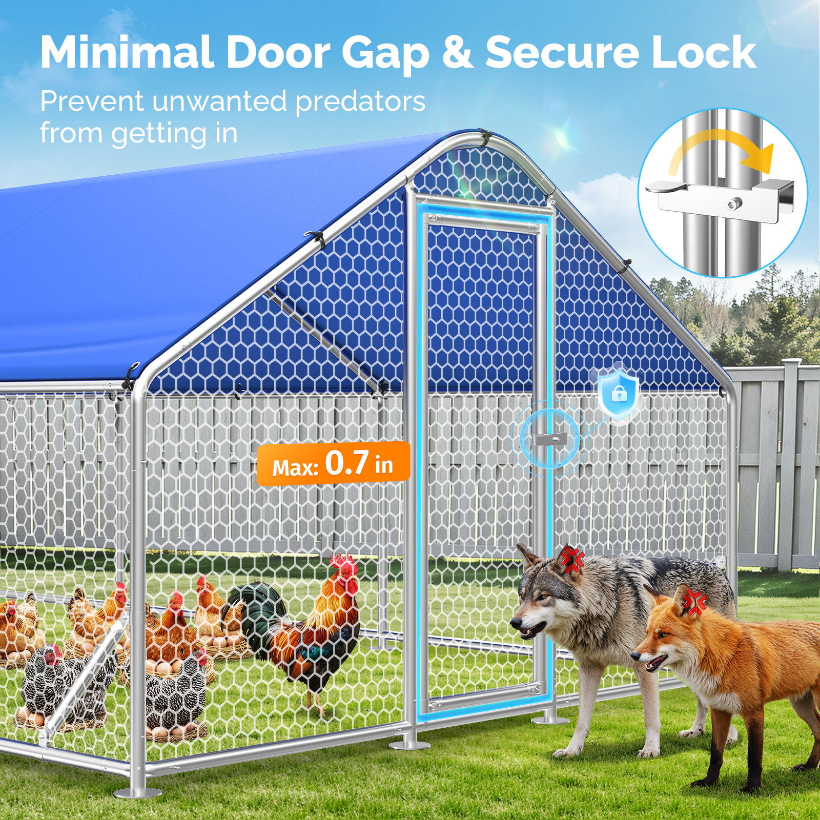 Sino Luban Metal Large Chicken Coop Run for 30 Chickens/Ducks