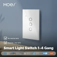 thumbnail image 4 of Zootealy Smart Switch with Voice Control and Timer Function - MoesHouse Single Zero Fire WiFi Touch Switch for American Style Homes - 4 Way Gang Switch, 4 of 6