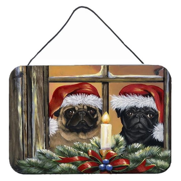8 x 12 in. Pug Christmas Anticipation Wall or Door Hanging Prints