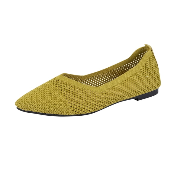 Xfvqtps Womens Casual Flat Shoes Soft Breathable Sandals for Ladies Lightweight Comfortable Walking Shoes Non Slip Sole Fashion Footwear for Outdoor Indoor Use Yellow