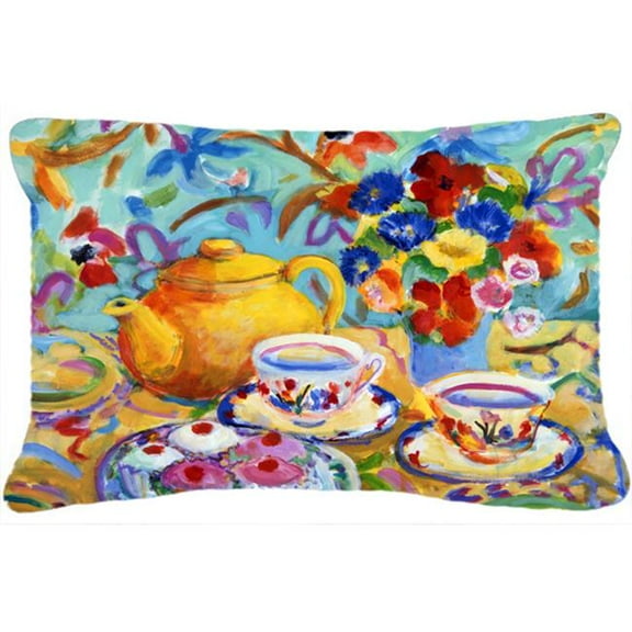 Teal Tea by Wendy Hoile Fabric Decorative Pillow