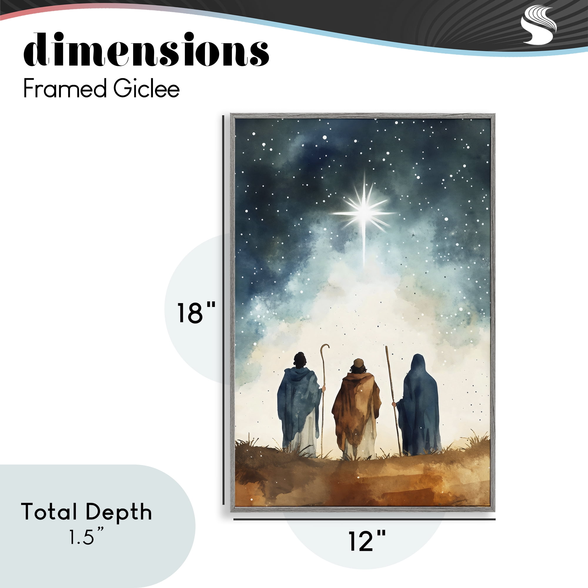 Guided Wisdom Shepherds Gray Framed Giclee Art, design by Petal Prints Design
