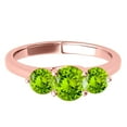 thumbnail image 3 of Aonejewelry Women's 2.25 Carat Three Stone Peridot Ring in 10k Rose Gold, 3 of 5