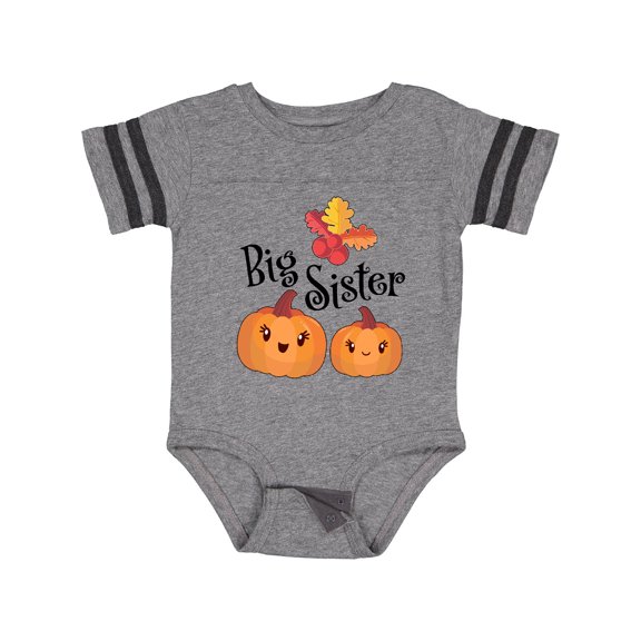 Inktastic Big Sister Pumpkins with Fall Leaves Girls Baby Bodysuit